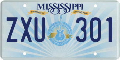 MS license plate ZXU301