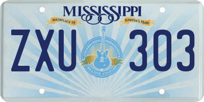 MS license plate ZXU303