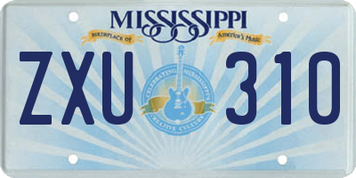 MS license plate ZXU310