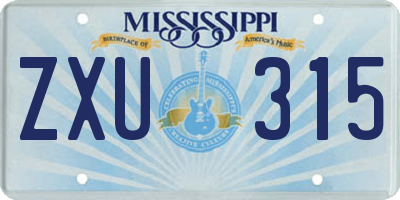 MS license plate ZXU315