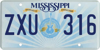 MS license plate ZXU316