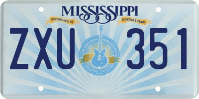 MS license plate ZXU351