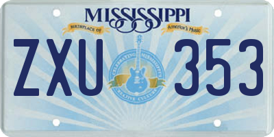 MS license plate ZXU353