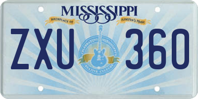 MS license plate ZXU360
