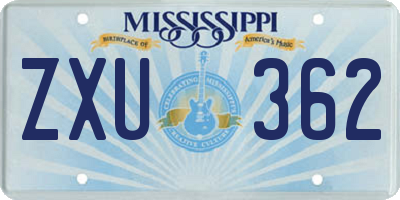 MS license plate ZXU362