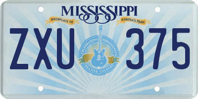 MS license plate ZXU375