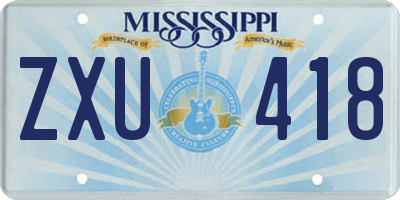 MS license plate ZXU418