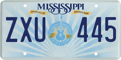 MS license plate ZXU445