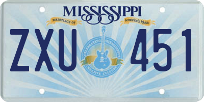 MS license plate ZXU451