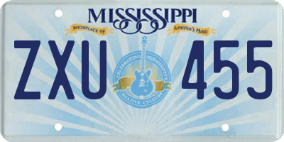 MS license plate ZXU455