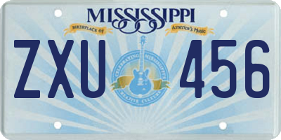 MS license plate ZXU456