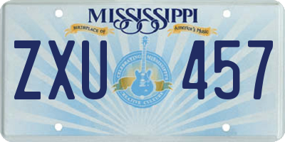 MS license plate ZXU457