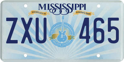 MS license plate ZXU465