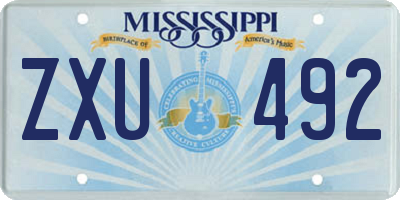 MS license plate ZXU492