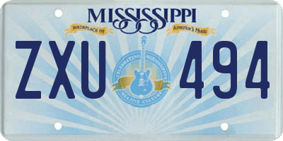 MS license plate ZXU494