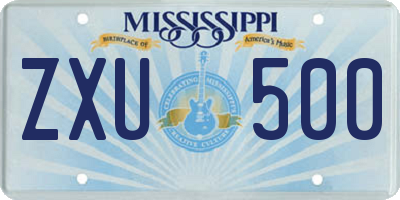 MS license plate ZXU500