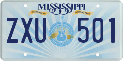 MS license plate ZXU501