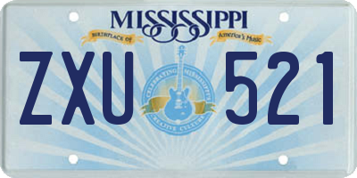 MS license plate ZXU521