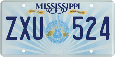 MS license plate ZXU524