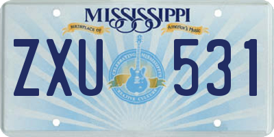 MS license plate ZXU531