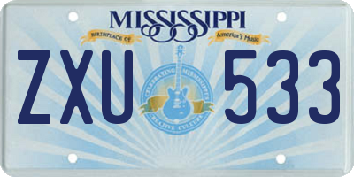 MS license plate ZXU533