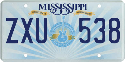 MS license plate ZXU538