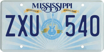 MS license plate ZXU540