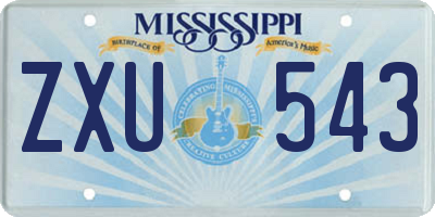 MS license plate ZXU543