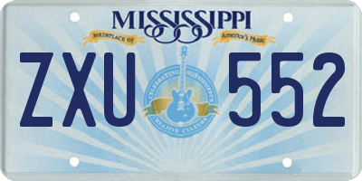 MS license plate ZXU552