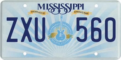 MS license plate ZXU560