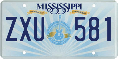 MS license plate ZXU581