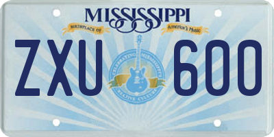 MS license plate ZXU600