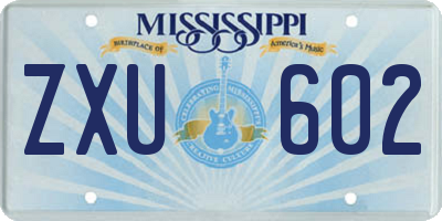MS license plate ZXU602