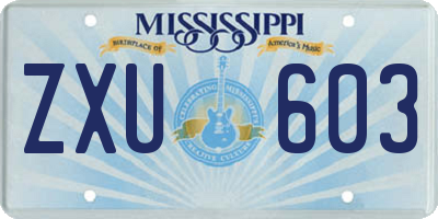 MS license plate ZXU603