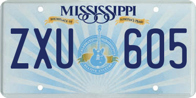 MS license plate ZXU605