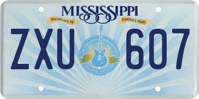 MS license plate ZXU607