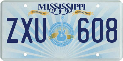 MS license plate ZXU608