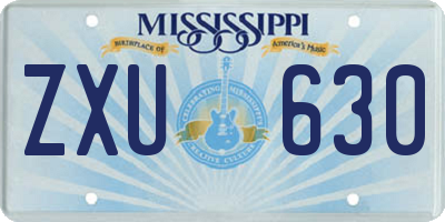 MS license plate ZXU630