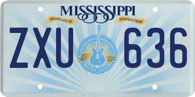 MS license plate ZXU636