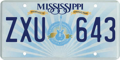 MS license plate ZXU643