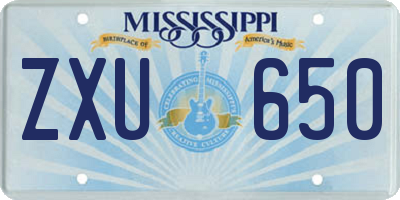 MS license plate ZXU650
