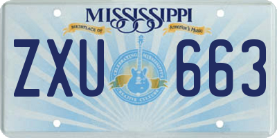 MS license plate ZXU663