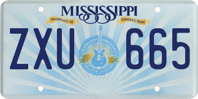 MS license plate ZXU665