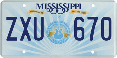 MS license plate ZXU670