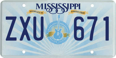 MS license plate ZXU671