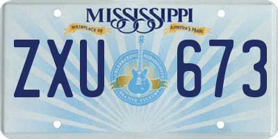MS license plate ZXU673