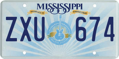 MS license plate ZXU674