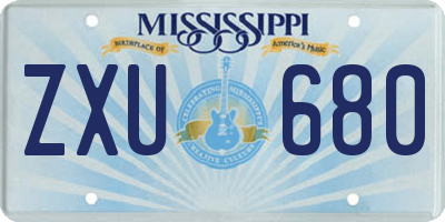 MS license plate ZXU680