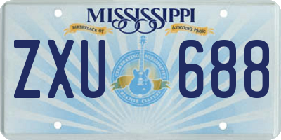 MS license plate ZXU688