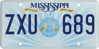 MS license plate ZXU689